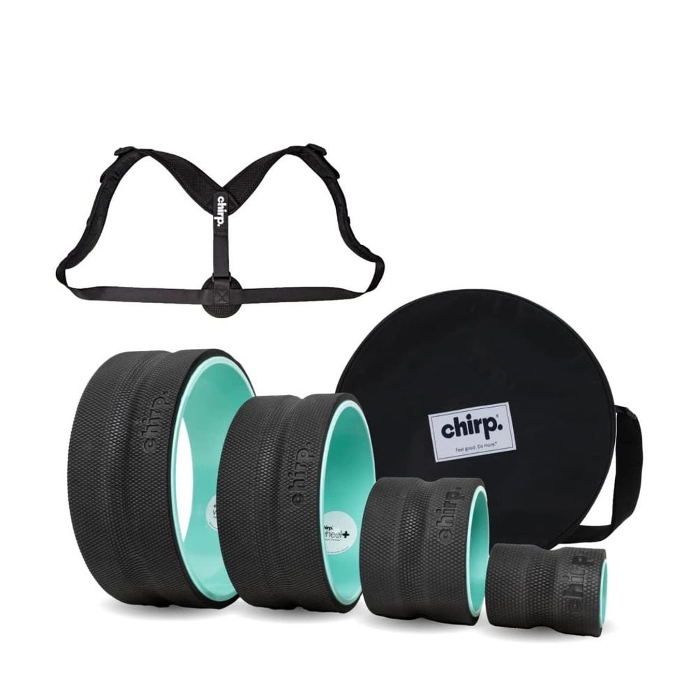 Chirp Back + Neck Bundle, 4-Pack Chirp Wheel, Carrying Case, & Posture Corrector